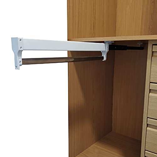 FKKPRVAX Ausziehbare Kleiderschrank verstellbare Kleiderstange für Hosenkleidung 30-60cm, Ausziehbare Kleiderstange Metall Kleiderbügel - Weiß (Size : 550mm/21.6inch) von FKKPRVAX