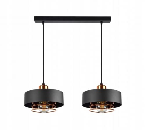 FKL DESIGN Home Deco Deckenlampe Pendellampe Hängelampe Wandlampe Leuchte Pendelleuchte Schwarz Weiß Kupfer Lampe aus Serie 754K (Schwarz, Hängelampe 754K-Z2) von FKL DESIGN Home Deco