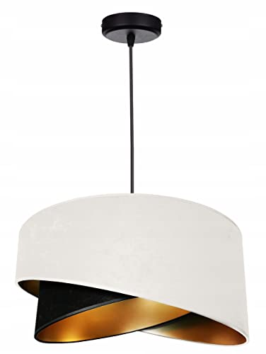 FKL DESIGN Home Deco – Pendelleuchte Esstisch – Hängeleuchten – Deckenlampe Hängend – Lampenschirm Hängelampe- Esszimmerlampe, Wohnzimmer, Küchenlampe, Weiß-Schwarz - E27, Serie TAD31 von FKL DESIGN Home Deco