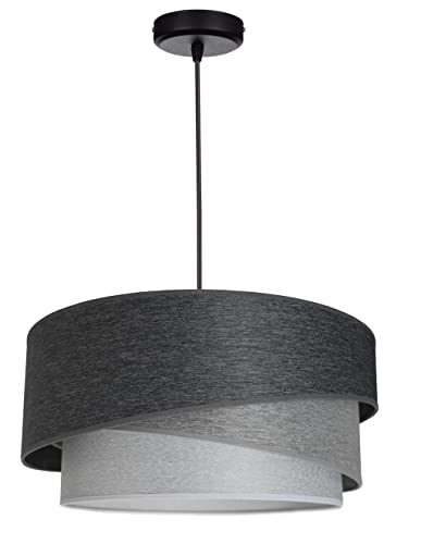 FKL DESIGN Home Deco – Pendelleuchte Esstisch – Hängeleuchten & Pendelleuchten – Deckenlampe Hängend – Lampenschirm - Esszimmerlampe - Wohnzimmer - Küchenlampe - Dunkelgrau-Grau - E27, Serie TAD31 von FKL DESIGN Home Deco