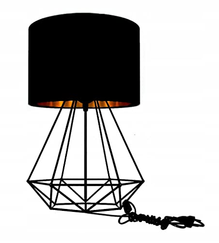 FKL DESIGN Home Deco Tischlampe - Nachttischlampe - Tischleuchte - Designerleuchte Leuchte für Schlafzimmer Wohnzimmer Büro - Moderne Lampe Schreibtischlampe aus Serie TAD30-N1 - (Schwarz) von FKL DESIGN Home Deco