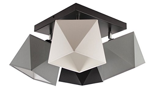 NEU Deckenlampe schöne Deckenleuchte Diamant D4 Stahl viele Farben (Lampenschirm: Grau-Weiß-Schwarz-Grau) von FKL DESIGN Home Deco