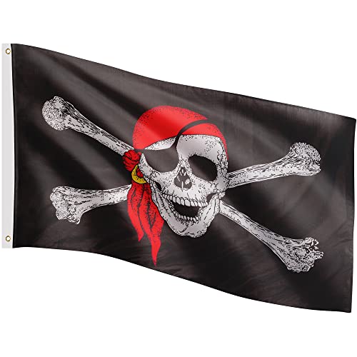 FLAGMASTER Flagge, 30 verschiedene Fahnen zur Wahl, Größe 120 cm x 80 cm, Jolly Roger Pirat Piratenflagge von FLAGMASTER