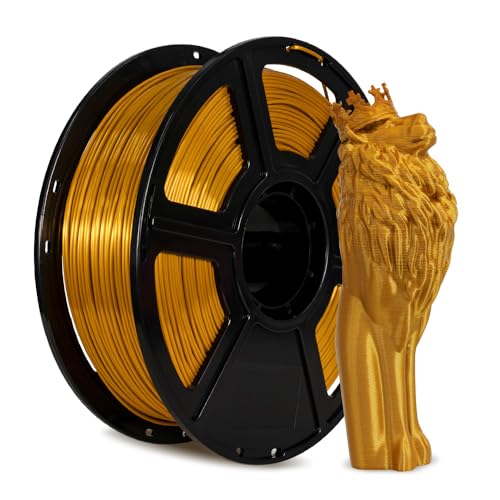 FLASHFORGE 3D-Drucker-Filament, Seiden-Filament 1,75 mm, 1 kg Spule, Maßgenauigkeit +/- 0,02 mm für FDM 3D-Drucker, Seidenstruktur und ultra-hoher Glanz (Gold) von FLASHFORGE