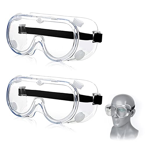 2 Stück Schutzbrille - Anti Nebel Klar Augenschutz Brille, Schutzbrille Brillenträger Lndustriebrille Augenschutz, Anti-Spucken Geschlossene Staubdichte Schutzbrille für Brillenträger von FLAVNTEL