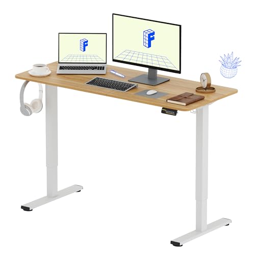 FLEXISPOT Elektrischer Höhenverstellbarer Schreibtisch 140 x 60 cm, Ergonomischer Tischplatte, Steh-Sitz Tisch Computertisch, einfache Montage, Adjustable Desk(Ahorn) von FLEXISPOT