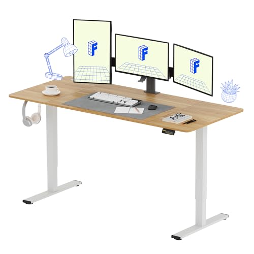 FLEXISPOT Elektrischer Höhenverstellbarer Schreibtisch 180 x 80 cm, Ergonomischer Tischplatte, Steh-Sitz Tisch Computertisch, einfache Montage, Adjustable Desk(Ahorn) von FLEXISPOT