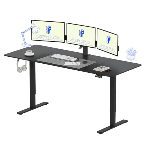 FLEXISPOT Elektrischer Höhenverstellbarer Schreibtisch 200 x 80 cm, Ergonomischer Tischplatte, Steh-Sitz Tisch Computertisch, einfache Montage, Adjustable Desk(schwarz) von FLEXISPOT