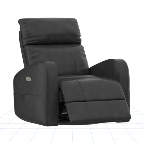 FLEXISPOT Relaxsessel, Rockingsessel, Drehbarer Liegesessel, Schlafsessel, Elektrischer Fernsehsesssel, Sessel verstellbar mit USB, für Senioren und stillende Mutter (Schwarz-Kunstleder) von FLEXISPOT