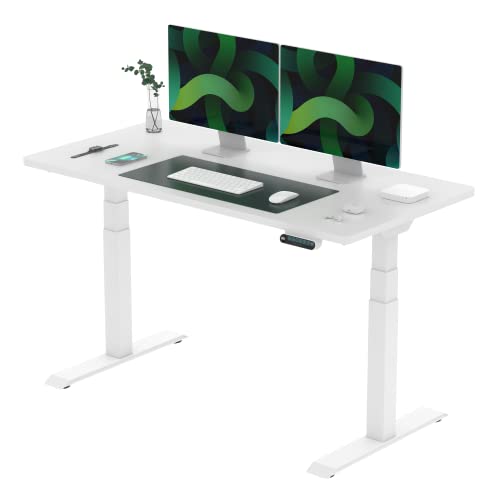 FLEXISPOT E6 Elektrisch höhenverstellbarer Schreibtisch 140x70 cm | Ergonomischer Steh-Sitz Tisch mit Memory Funktion | Beugt Rückenschmerzen vor & Macht produktiver (Weiß, Gestell Weiß) von FLEXISPOT