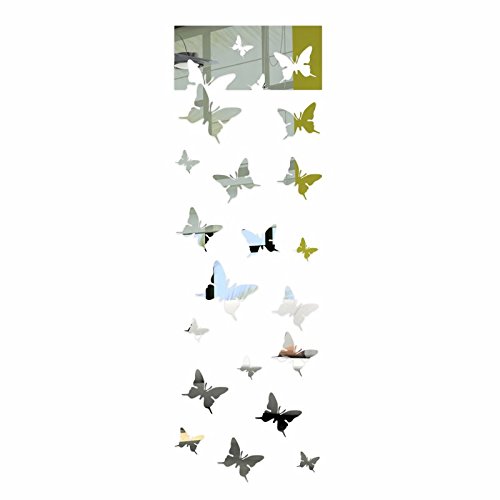 FLEXISTYLE Dekorativer Spiegel Butterflies, modernes Design Dekoration, 3mm Acryl-Spiegel aus der EU, Wohnzimmer, Schlafzimmer, Flur, unzerbrechlich, DIY-Heimtextilien, Silber, hergestellt in der EU von FLEXISTYLE