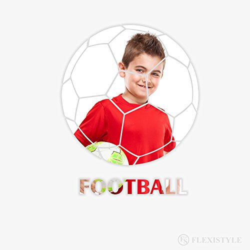 FLEXISTYLE Dekorativer Spiegel Football, Modernes Design Dekoration, 3mm Acryl-Spiegel aus der EU, Wohnzimmer, Schlafzimmer, Flur, unzerbrechlich, DIY-Heimtextilien, Silber, Hergestellt in der EU von FLEXISTYLE