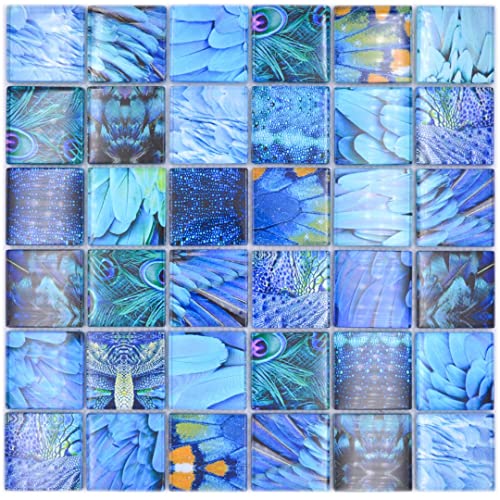Mosaikfliese Glasmosaik Ozean blau 29,8x29,8 cm glänzend WAND DUSCHE BAD KÜCHE WC BADEWANNENVERKLEIDUNG Theke Mosaikmatte Mosaikplatte von FLIESENProfi.de