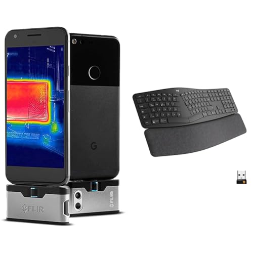 FLIR ONE Gen 3 - Android (USB-C) - Thermal Camera for Smart Phones - with MSX Image Enhancement Technology & Logitech Ergo K860 kabellose ergonomische Tastatur – Geteilte Tastatur von FLIR