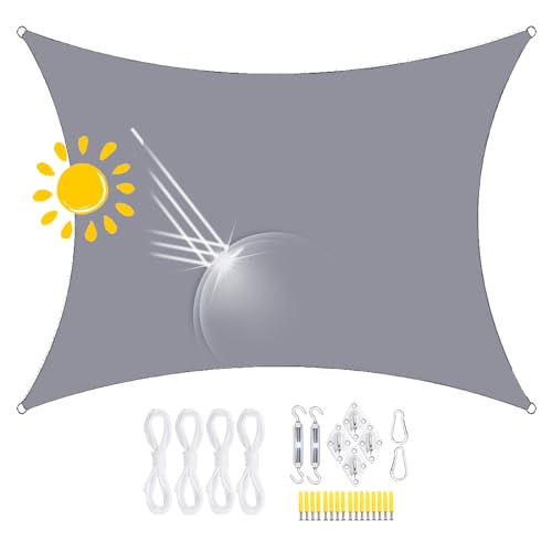 Sonnensegel Wasserdicht Rechteckig,Sonnensegel Wasserdicht Dreieckig, 98% UV-Schutz, Reißfest & Wetterfest, für Außenbereich, Segeltuch Mit Ösen Und Seil Für Pergola (5 * 6M,4) von FLYIFE
