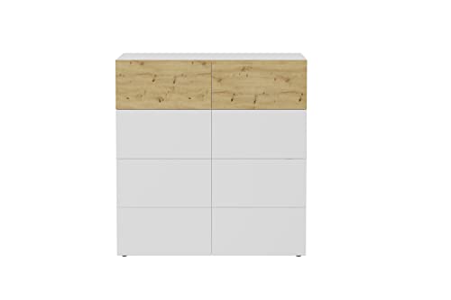 FMD Möbel BELM 5 Kommode, Holzwerkstoff, Brillantweiß/Artisan Eiche, rechteckig von FMD Möbel