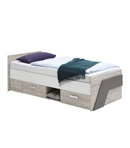 FMD furniture Tagesbett, Spanplatte, Sandeiche/Weiß/Lava, Einzel von FMD Möbel