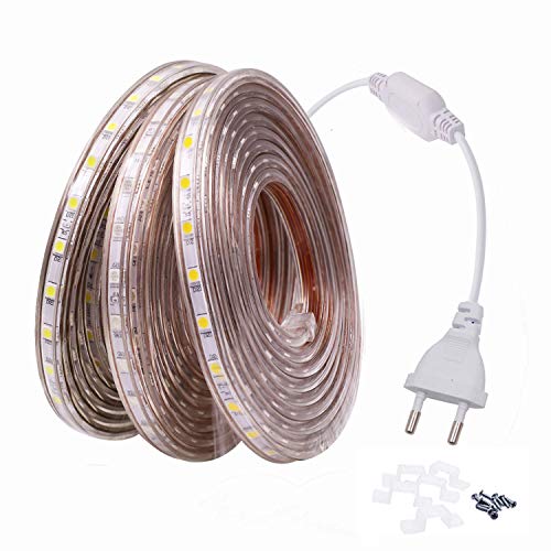 FOLGEMIR 2m LED Streifen - Warmweiß, 220V Lichtleiste, 60 Leds/m, IP65 wasserdicht (Warmweiß, 2m) von FOLGEMIR