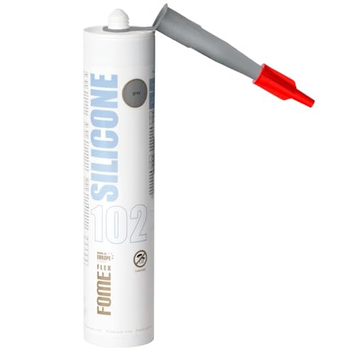 Grau Silikon Bad Dichtmasse [310 ml] - Professionelles Silikon Grau Wasserdichtes Sanitärsilikon - Sanitärsilikon Grau Silikon Badezimmer, Rinnen und Fensterabdichtung von Fome Flex von FOME FLEX