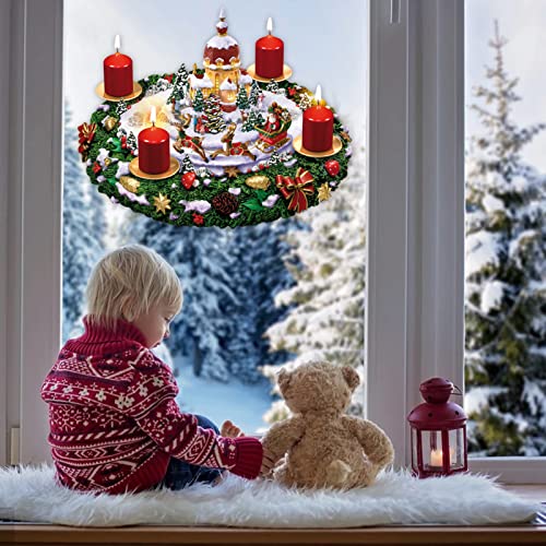 FONDUO 2 Stück Fensterbild Weihnachten Weihnachten-Kerze Aufkleber Weihnachtsdeko Innen Fensterbilder für Weihnachten Fensterbilder Winter, Statisch Haftende PVC Aufklebe Wiederverwendbar (1 Set) von FONDUO