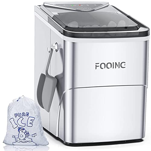 Eiswürfelmaschine, Ice Maker mit Selbstreinigungsfunktion,15kg/24h, 9 Eiswürfel in nur 6 Minuten. Gerauscharmem Betrieb, Ice Cube Maker, Eiswürfelbereiter für den Einsatz in Haushalten, Büros von FOOING