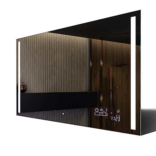 FORAM Badspiegel 140x70 cm mit LED Beleuchtung - Wählen Sie Zubehör - Individuell Nach Maß - Beleuchtet Wandspiegel Lichtspiegel Badezimmerspiegel - LED Farbe zu Wählen L02 von FORAM