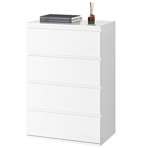 FOREHILL Kommode mit 4 Schubladen in Weiß, Schubladenschrank Sideboard für Schlafzimmer Flur Wohnzimmer 55x33x80cm von FOREHILL