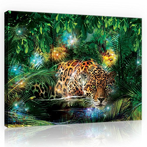 Forwall Bilder Jaguar Dschungel Tiere Modern Schlafzimmer Wohnzimmer Leinwandbilder Wandbild Kunstdruck Wandbilder Wand Bild auf Leinwand Aufhängefertig (10212, O4 (60 x 40 cm)) von Forwall