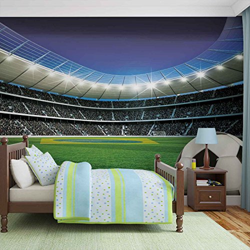 Fototapete Tapete ForWall Fußball auf Stadion AF1915P4 (254cm x 184cm) Photo Wallpaper Mural von Forwall
