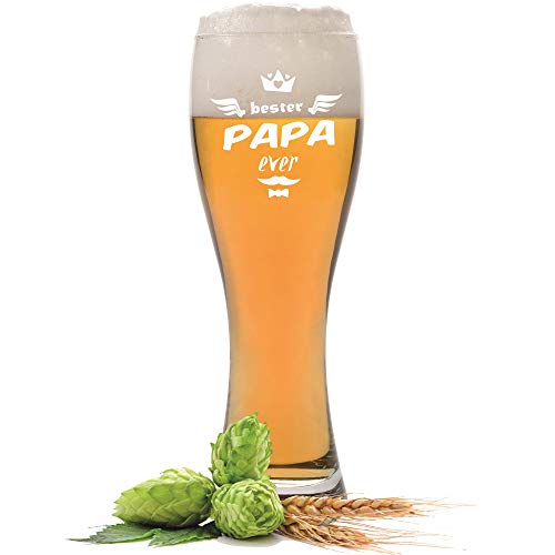 FORYOU24 Leonardo Weizenglas mit Gravur Motiv Bester Papa Ever- Geschenkidee Bierglas graviert Vatertag von FORYOU24