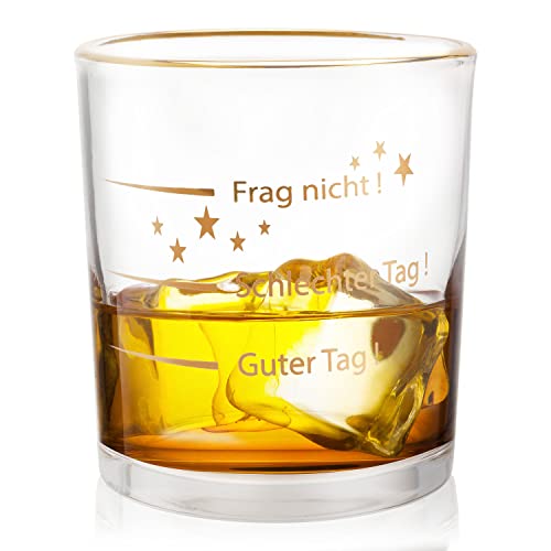 FORYOU24 Whiskeyglas mit Aufschrift guter Tag, schlechter Tag Gold Geschenk zum Geburtstag Weihnachten Geschenkidee Whisky-Glas graviert. von FORYOU24
