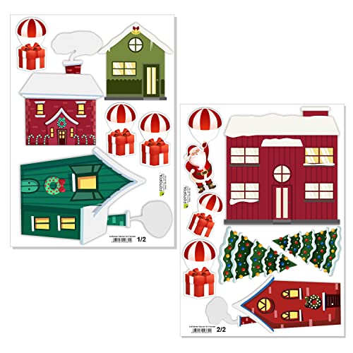 Aufkleber Weihnachten Häuser - Weihnachtsmann-Geschenke, Weihnachtsdekoration – Möbel, Kühlschrank, Fenster, Wand, Laptop von FOTOFOL