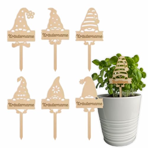 Kräuterschild Kräuterstecker 6er-Set aus Holz - Kräutername personalisiert - Pflanzstecker, Gartenstecker für Kräuter von FOTOFOL