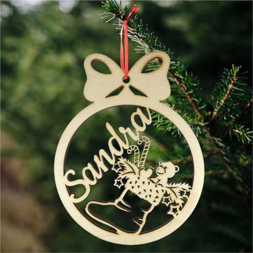 Weihnachtsbaumkugel aus natürlichem Birkensperrholz mit Wunschnamen - Personalisierte Weihnachtskugel, Weihnachtsbaumschmuck, Weihnachtsdeko aus Holz - schöne Geschenk-Idee zu Weihnachten (Style 5) von FOTOFOL