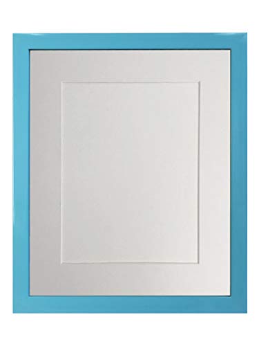 FRAMES BY POST 1,9 cm Blauer Bilderrahmen mit weißem Passepartout 25,4 x 20,3 cm Bildgröße 17,8 x 12,7 cm Kunststoffglas, 10 x 8 Image Size 7 x 5 Inch von FRAMES BY POST