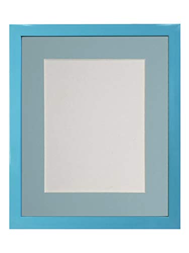 FRAMES BY POST Bilderrahmen mit blauem Passepartout, 14 x 11 cm, Bildgröße A4, Kunststoffglas, Blau von FRAMES BY POST