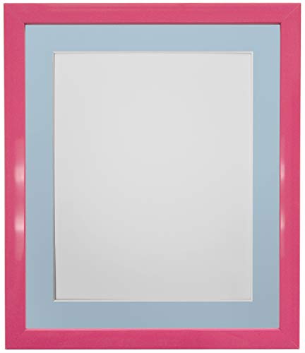 FRAMES BY POST Bilderrahmen Passepartout, 1,9 cm, A4, Bildgröße 25,4 x 15,2 cm, Kunststoffglas, Rosa, Kunststoff, Blaue Halterung, Image Size 10 x 6 Inch von FRAMES BY POST