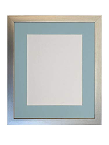 FRAMES BY POST Bilderrahmen mit blauem Passepartout, 17,8 x 12,7 cm, Bildgröße 12,7 x 8,9 cm, Kunststoffglas, 1,9 cm, silberfarben von FRAMES BY POST