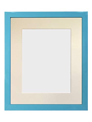 FRAMES BY POST Bilderrahmen mit elfenbeinfarbenem Passepartout, Kunststoffglas, 45,7 x 30,5 cm, Bildgröße 35,6 x 20,3 cm, Blau von FRAMES BY POST