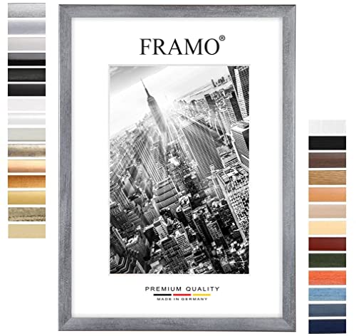 FRAMO Holz Bilderrahmen 24 x 36 cm nach Maß - Grau gewischt | Farbe/Größe wählbar | inkl. entspiegeltes Acrylglas | Rahmen für Puzzle | Foto | Poster von FRAMO