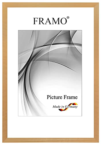 FRAMO Holz Bilderrahmen 51 x 71 cm aus Massivholz | Gold | Außenkante in Schwarz | Farbe/Größe wählbar | Rahmen für Poster | Puzzle | Foto collage N°052 von FRAMO