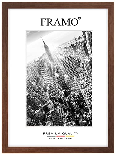 FRAMO Holz Bilderrahmen 57 x 36 cm nach Maß - Wenge Braun | Größe wählbar | inkl. entspiegeltes Acrylglas | Rahmen für Puzzle | Foto | Poster von FRAMO