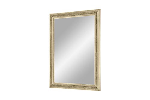 FRAMO Trend 35 - Wandspiegel 50x50 cm mit Rahmen (Silber Leaf), Spiegel nach Maß mit 35 mm breiter MDF-Holzleiste - Maßgefertigter Spiegelrahmen inkl. Spiegel und Stabiler Rückwand mit Aufhängern von FRAMO