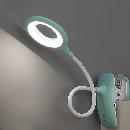 QJUZO Klemmlampe Bett, LED Leselampe Bett Touch Dimmbar 3 Farben Bettlampe Klemmleuchte Augenschutz Schwanenhals Leselampe Kinder USB Aufladbare für Studieren Arbeiten, Blau von QJUZO