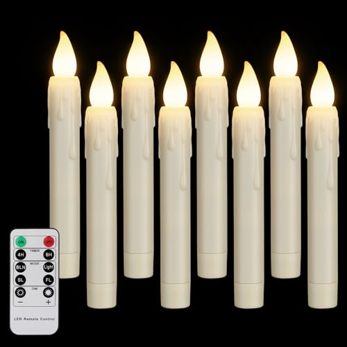 FREEPOWER 8er LED Stabkerzen mit Fernbedienung Timer Flackern Batteriebetrieben Harry Potter Kerzen Warmweiß Dimmbar Flammenlose Tafelkerzen für Halloween Weihnachten（2 x 17cm） von FREEPOWER