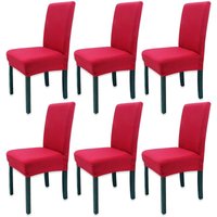 Freosen - 6 x Elastische Stuhlhussen Elastische Stuhlhussen Schonbezüge für Stühle mit hoher Rückenlehne, Rot von FREOSEN