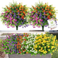 Freosen - 15 Stück künstliche Blumensträuße für drinnen und draußen – UV-beständige 5 Farben Kunststoffpflanzen für Zuhause von FREOSEN