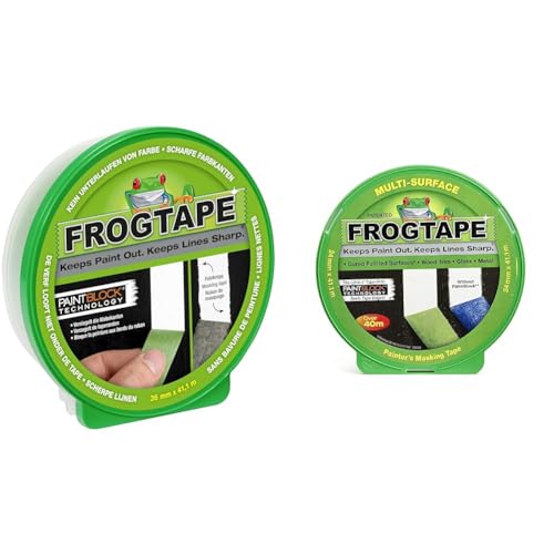 FROGTAPE Abklebeband – Malerkreppband mit Paint-Block Technologie & Maler-Kreppband für verschiedene Oberflächen, 24 mm x 41,1 m von FROGTAPE