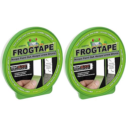 FROGTAPE Frog Tape 631-00 Abklebeband – Malerkreppband mit Paint-Block Technologie – Kreppband für saubere Kanten beim Streichen & Lackieren – 24mm x 41m, grün (Packung mit 2) von FROGTAPE