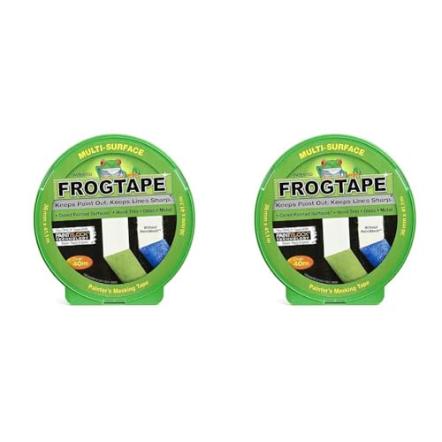 Frog Tape Grünes Malerband für verschiedene Oberflächen, Maler- und Dekorieren, für scharfe Linien und kein Auslaufen der Farbe, 36 mm x 41,1 m (Packung mit 2) von FROGTAPE